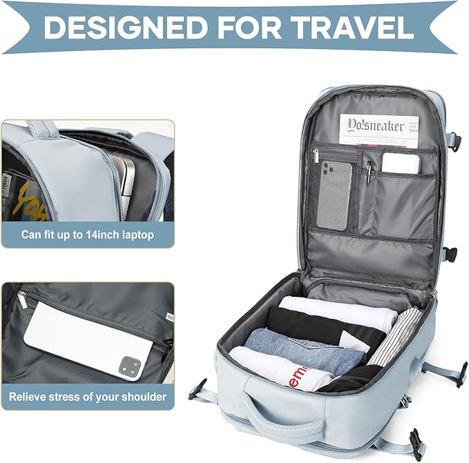 WONHOX Large Travel Backpack Carry on Flight Approved Laptop Work Business Backpack for Women Men Mochila de Viaje