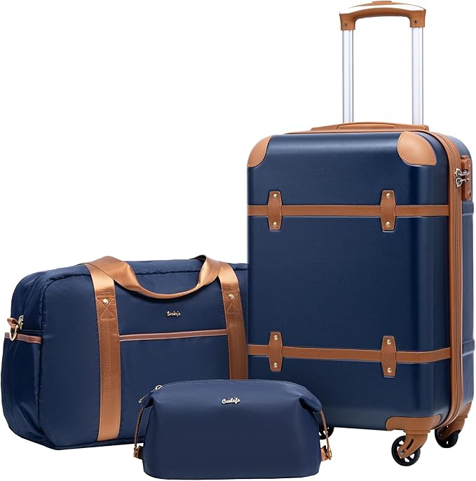 Coolife Luggage Set 3 Piece Suitcase Set Carry On Luggage PC Hardside Luggage TSA Lock Spinner Wheels Telescopic Handle