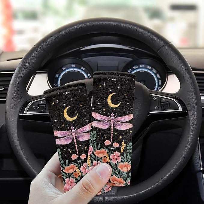 BIGCARJOB Moon Dragonfly Luggage Tags for Suitcases,Set of 2 Pcs Luggage Handle Cover Suitcase Tags Identifiers Luggage Handle Wrap Luggage Tag Identifiers Marker Travel Accessories