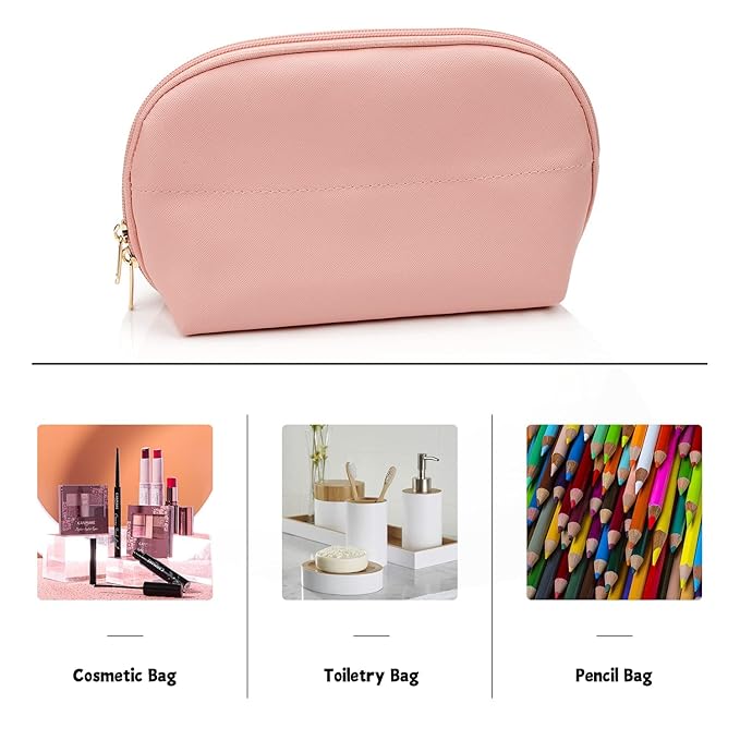 Ethereal Large Cosmetic Pouch, Lightweight Makeup Bag for Purse, Travel Zipper Pouch, Makeup Accessories Organizer, Pink