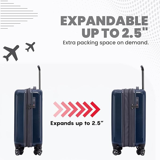 Spyder Rails 2 Piece Luggage Set with 360° Spinner Wheels, TSA Approved Lock, Expandable Hard Shell Suitcases (20 Inch Carry On + 29 Inch Checked)