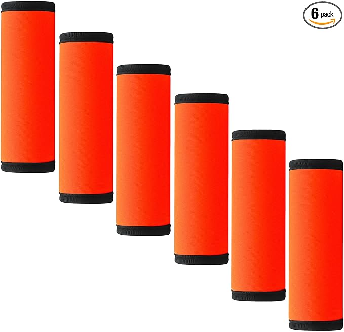 Luggage Handle Wrap 6 Pack-Neoprene Luggage Handle Wraps for Suitcase/Beach Bag/Backpacks Bright Suitcase Identifiers Travel Accessories for Airplane (Neon Orange)