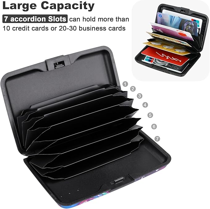 ELFISH Mini RFID Aluminum Wallet Credit Cards Holder Business Card Case Metal ID Case for Men Women (Gorgeous flower)