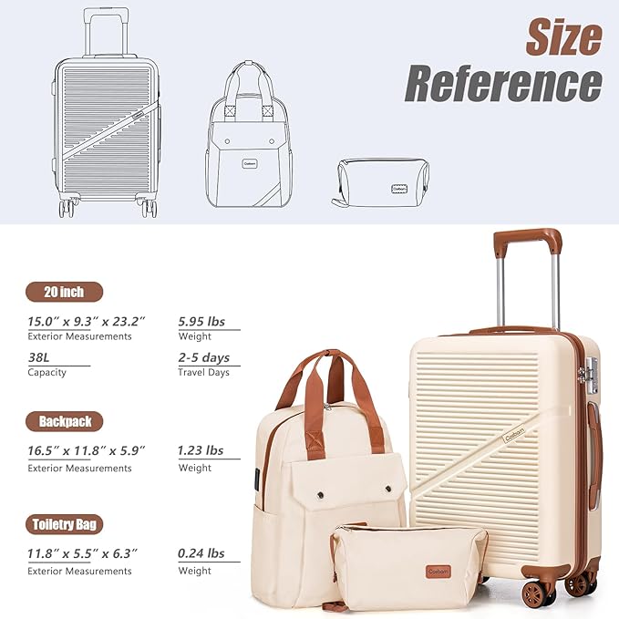 Carry On Luggage 22x14x9 Airline Approved, 20 Inch Carry on Suitcases with Wheels, ABS Lightweight Carry-on Luggage, Travel Suitcase Set with Wheels and TSA Lock