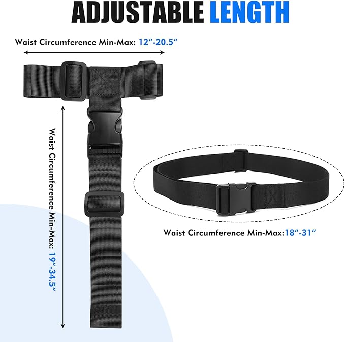 2 Pack Luggage Straps for Suitcases, Luggage Straps to Connect Two Suitcases, Adjustable T-Type and Normal Suitcase Straps for Connect 3 Luggage Together (Black)