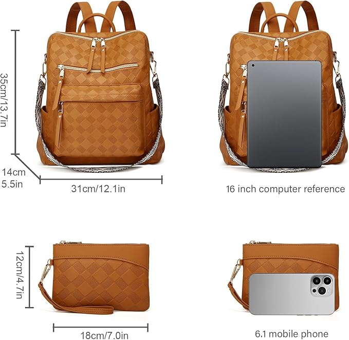 Makes Backpack Purse for Women PU Leather Travel Satchel Handbag Convertible Design Bag with Purse 2 Piece