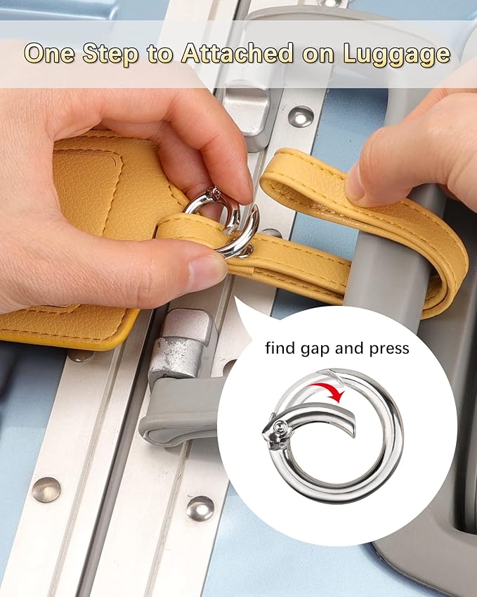 3 Pack Luggage Tags - Quick Install, Privacy Protection, Airplane Travel Essentials for Suitcases, Durable Leather - Lichee Yellow