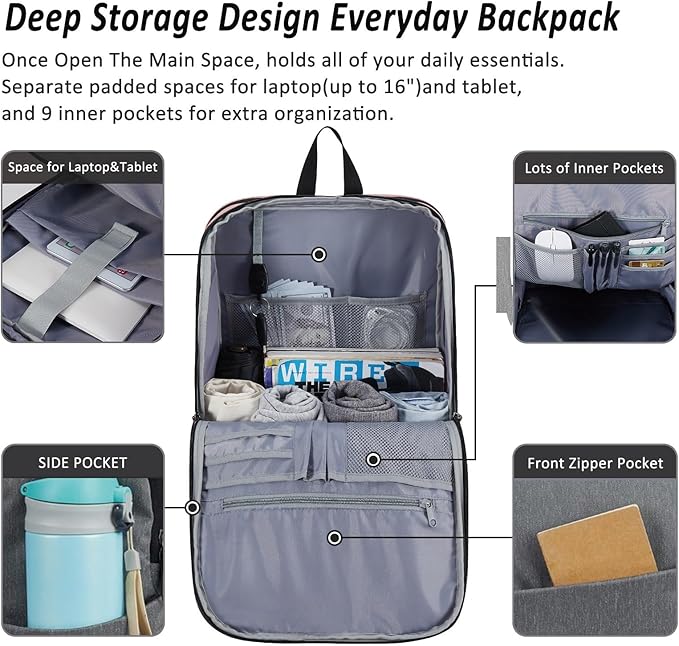 MAXTOP Deep Storage Laptop Backpack Business Anti-theft Backpacks[Water Resistant] College School Computer Bookbag Fits 17 Inch Laptop