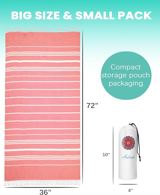6 Pack Turkish Beach Towels Vacation Essentials Pool Towel for Women Birthday, Teacher Appreciation Thank You Gifts, Mothers Days Bridesmaid Bride Girlfriend Friendship Sister 40th Retirement Gift
