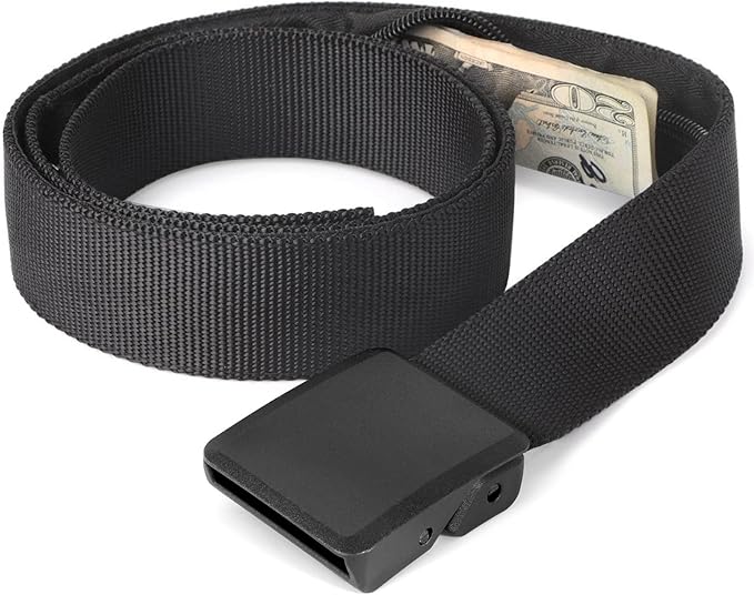 Travel Security Money Belt with Hidden Money Pocket - Cashsafe Anti-Theft Wallet Unisex Nickel free Nylon Belt by JASGOOD