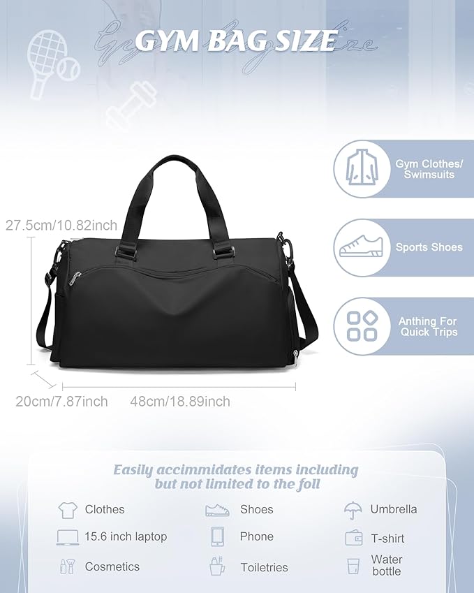 Gym Bag Womens,Travel Duffel Carry on Bag Sport Tote Bag Weekend Overnight Bag