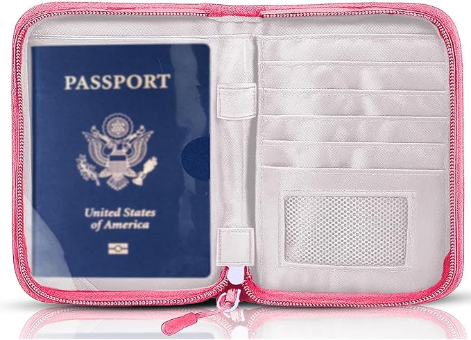 Passport Holder for Travel Essentials, RFID Blocking Protector Passport Wallets, Passport Document Organizer Case for Travel Must Have, Passport Book for Women, Couple, Family Cards, Tickets, ID, Cash