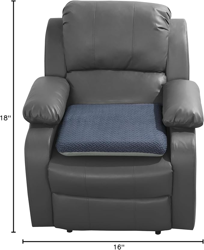 HOMBYS Tufted Furry Recliner Seat Cushion for Elderly Foam Curved Edge Large Square Seat Cushion for Recliner Chair, Floor Pillow, Office Chair, Car, No Pressure on Thighs(Grey, 18 * 16 * 3in)