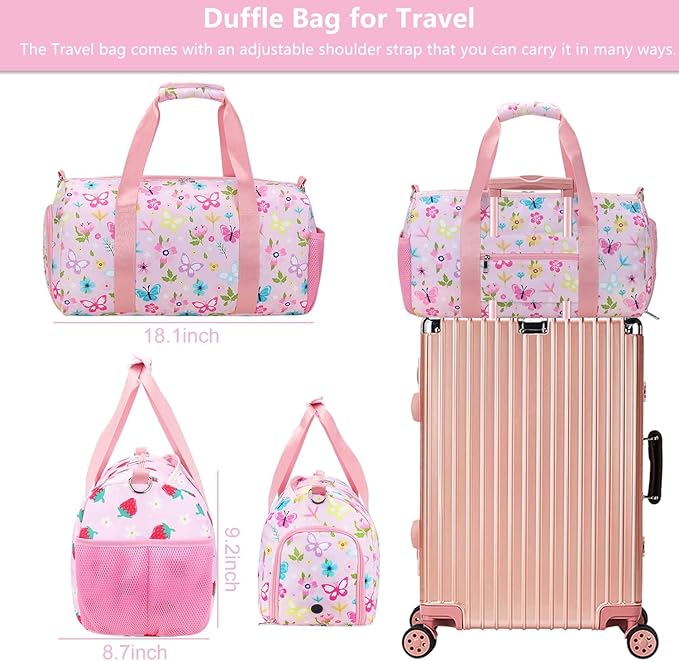 Gym Travel Duffle Bag for Girls - Gymnastics Sports Dance Bag with Shoe Compartment & Wet Pocket Starry Sky Kids Travel Bag Teens Weekender Sleepover Carry On Bag