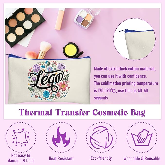 Legigo Blank Canvas Bag Zipper Pouch Makeup Bags Bulk - Multi-Purpose Canvas Pencil Pouch with Sturdy Zipper, Cosmetic Bag Travel Toiletry Bag for DIY Craft Projects, Storage (8.3 x 5 inches)