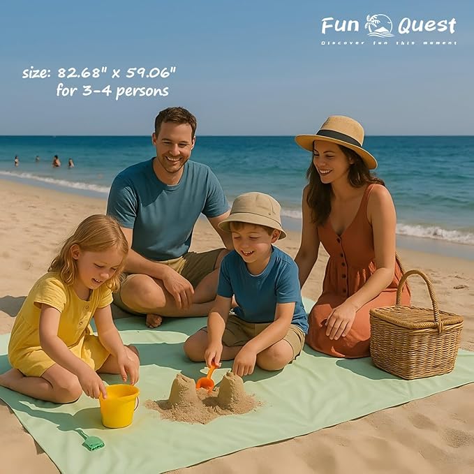 Picnic Blanket Waterproof – Packable Sand Proof Beach Blanket (0.42lb/0.66lb), Compact & Foldable, Fits in Pocket with Integrated Stakes, Ideal for Camping, Hiking, Travel, Concert, Festival