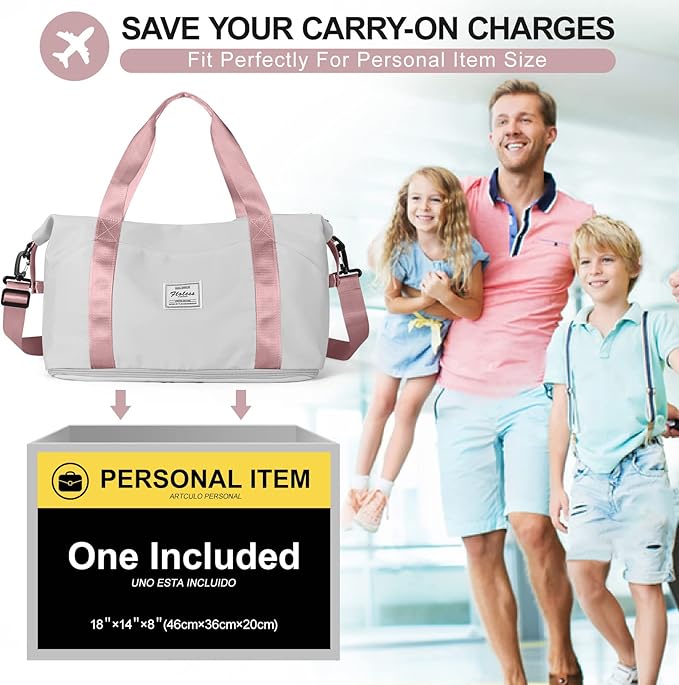 Travel Duffel Bag, Sports Tote Gym Bag, Shoulder Weekender Overnight Bag for Women