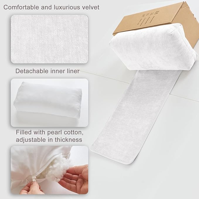 Chenille Neck Pillow for Sofa - Adjustable Headrest, Non-Slip Neck Support Cushion for Pain Relief, Comfortable Chair Pillow, Beige