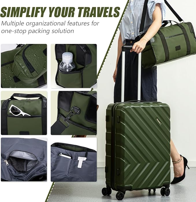 Luggage Sets 5 Piece, Suitcases with Wheels, ABS Hard Case Luggage with TSA Lock Spinner Wheels, Carry On Luggage Set(5 Piece Sets (20"/24"/28"/DB/TB))