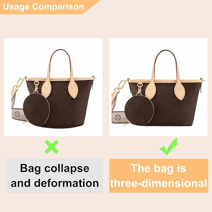 Doxo Purse Organizer Insert for Longchamp Mini/XS Handbags/Neverfull BB,Keeps Le pliage Mini Bags Neat And Shaped (XS/BB,Brown)