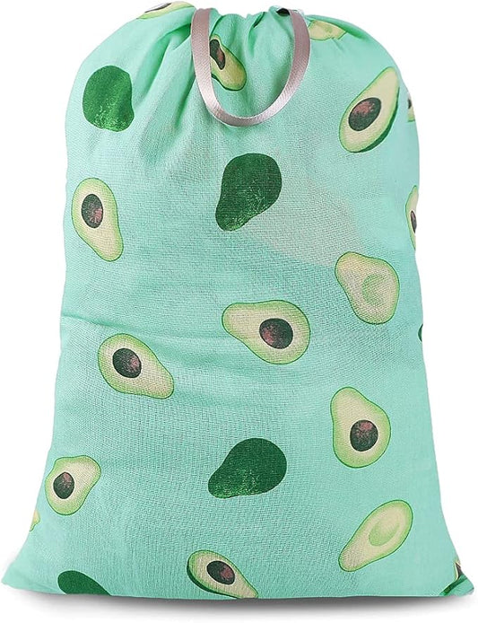 Sanlykate Extra Large Laundry Bag with Drawstring Closure and Handle, 28 x 40 Inch Heavy Duty Travel Dirty Clothes Bag for Laundromat and Household, Green Avocado