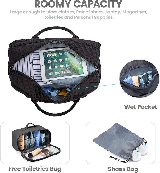 LOVEVOOK Travel Duffle Bag - Women's Weekender Carry On Overnight Laptop & Gym Bag With Toiletry/Shoe Pocket, Hospital Labor Bag