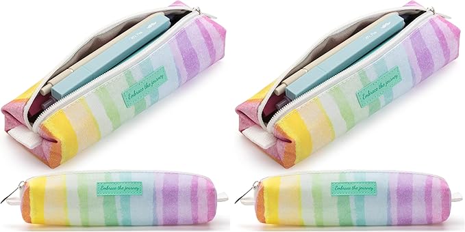 Mr. Pen- Cute Pencil Case Pouch, Rainbow Design, Multipurpose Canvas Bible Pencil Pouch (Pack of 2)