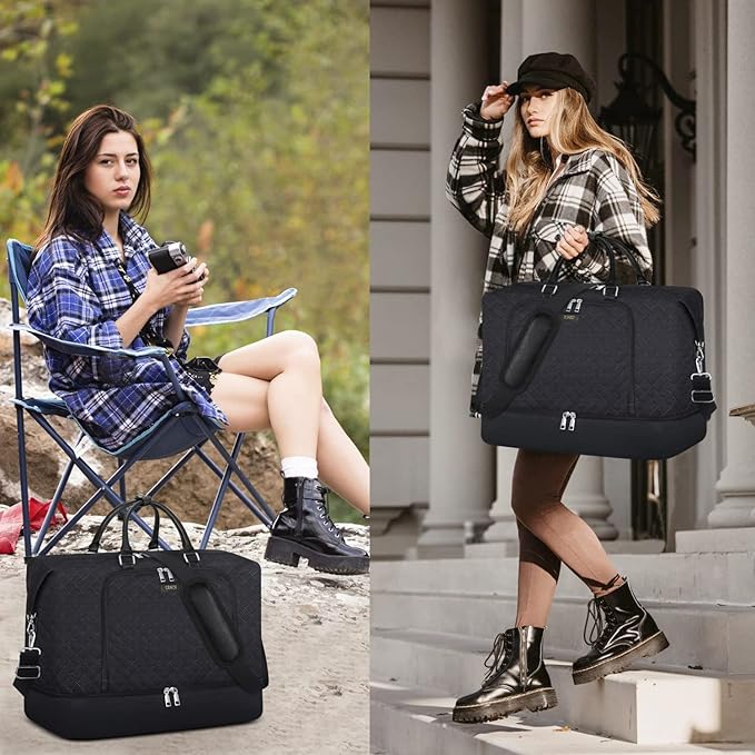 Travel Weekender Bag for Women, 21" Overnight Bag with Shoe Compartment 50L Large Travel Duffel Bag Carry On Tote for Weekend, Overnight, Business Trips, Water Resistant