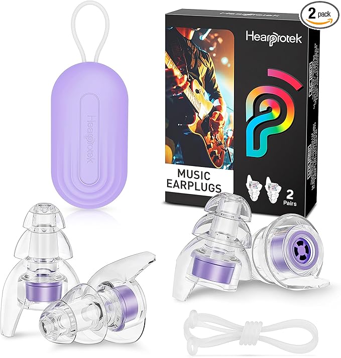 Hearprotek Concert Ear Plugs, 2Pairs Reusable high Fidelity Musician Ear Plugs for Concerts Loud Music-Noise Reduction Ear Protection earplugs for Rave,Festival,Music,Tinnitus Relief