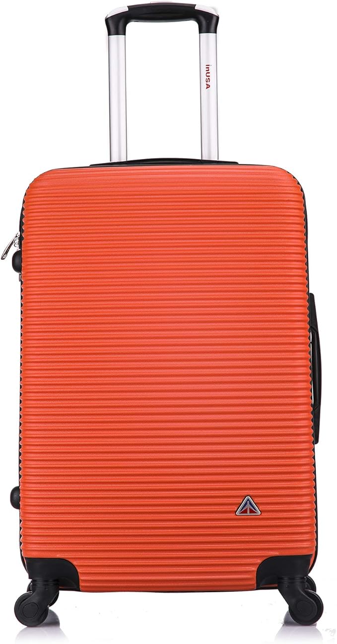 InUSA ROYAL Hardside Spinner Luggage with Ergonomic Handles | Spacious Travel Suitcase with Four Spinner Wheels and Studs | 24 Inch Medium Hardside Spinner Luggage | Orange