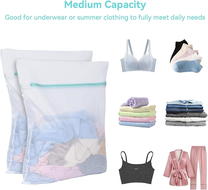 OTraki Mesh Laundry Bag for Delicates 20x24 inch Mesh Wash Bag for Washing Machine Zippered Net Laundry Bag for Bra Underwear College Dorm Home Don't Drying, Melting 140-176℉ White
