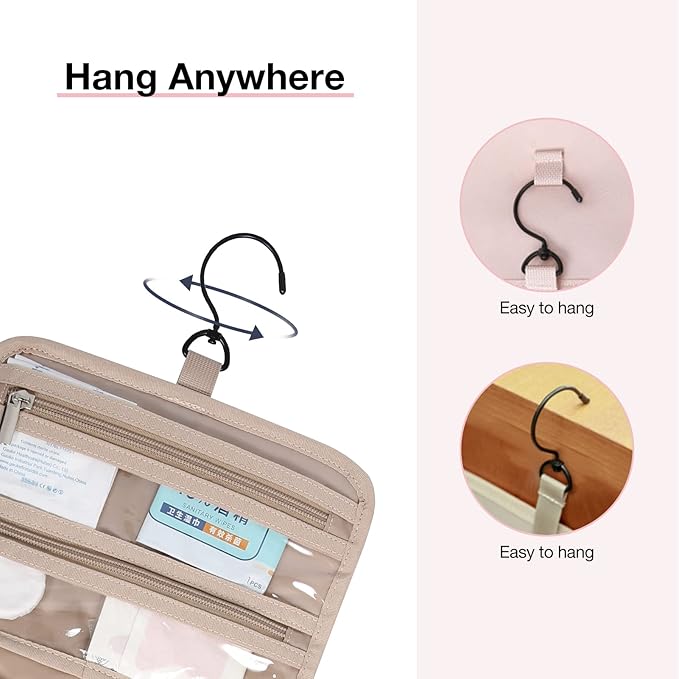 BAGSMART Toiletry Bag Hanging Travel Makeup Organizer with TSA Approved Transparent Cosmetic Bag Makeup Bag for Full Sized Toiletries, Medium-Navy