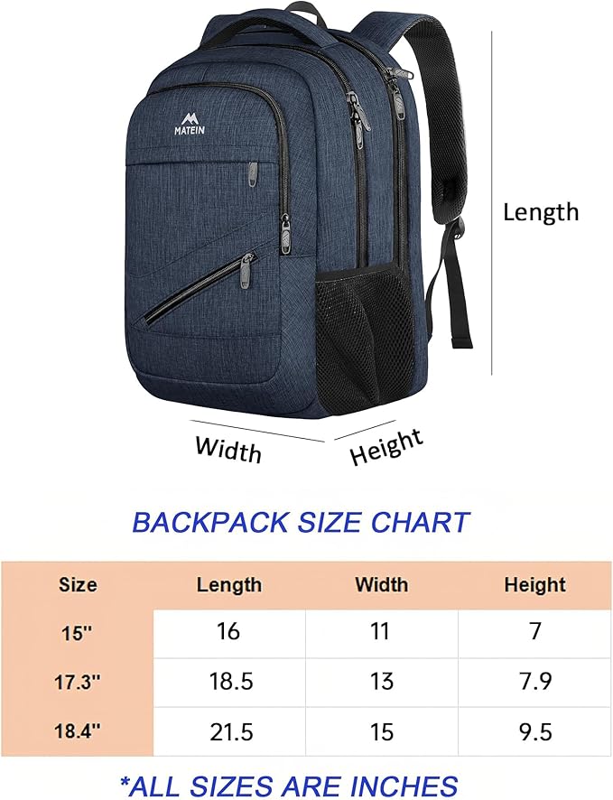 MATEIN Extra Large Laptop Backpack for Men, 50 L Travel Carry On TSA Approved Backpack with Trolley Sleeve, Waterproof Business Work Bag Fits 18.4 Inch Computer Notebook, Dark Blue