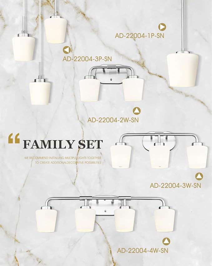 4-Light Brushed Nickel Bathroom Light Fixtures Over Mirror | Vanity Lighting Fixtures with Milk White Glass, Vintage Farmhouse Wall Sconces Lighting, AD-22004-4W-SN
