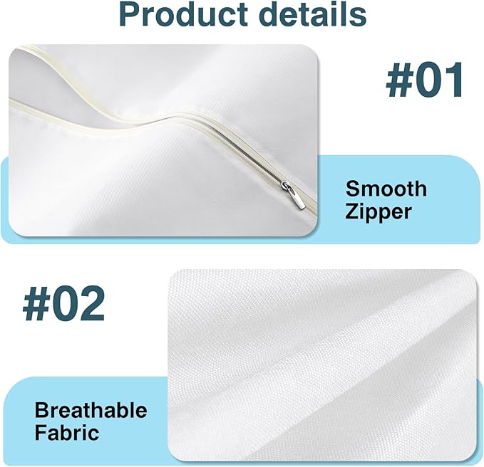 SLEEPING LAMB 72" Bridal Wedding Gown Dress Garment Bag 15" Gusseted Garment Cover Shoe Pockets Travel Garment Storage Bag for Prom, Evening Gowns, White