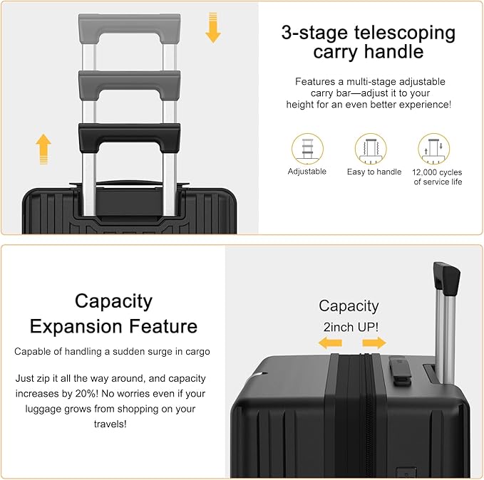 28 Inch Expandable Luggage with Wheels Checked Bag Luggage Hard Shell PC Suitcases Lightweight Travel Checked Luggage Large Suitcase with Lock for Woman Men Travel
