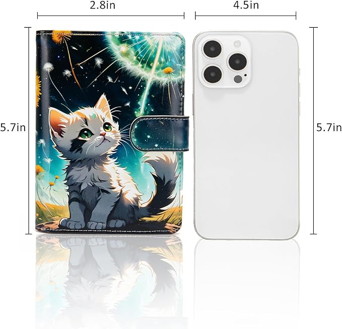 Passport Holder for Travel Essentials, RFID Blocking Passport Wallet Cover with Magnetic Closure, Passport Book Holders for Women and Men (Cute Cat)