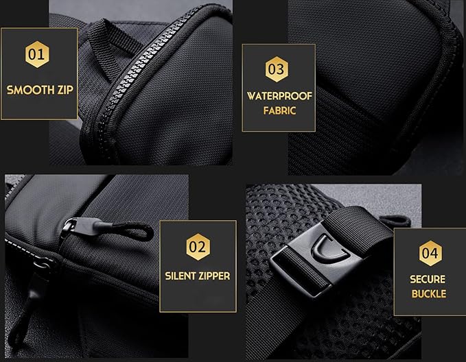 Simptech Mini Crossbody Sling Bag Chest Bag Dual Pocket Water Resistant Fanny Pack for Men Women Running Travelling