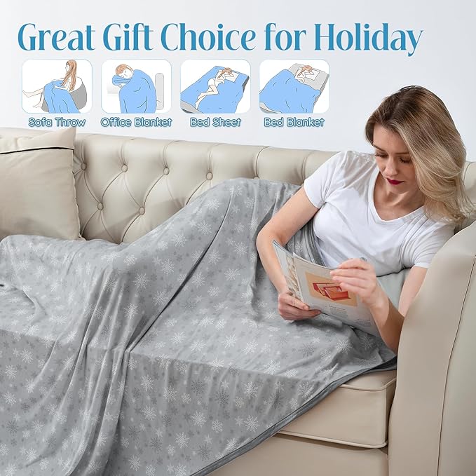 OIGAE Cooling Blanket for Hot Sleepers - Soft & Lightweight Summer Cold Blanket for Night Sweats | Perfect for Bed, Couch, Sofa (Light Grey, King 90" x 108")