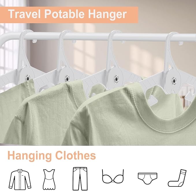 NICEDACK Premium Travel Hangers 3 Pack Portable Folding Clothes Hangers - Super Bearing Collapsible Hanger Foldable Clothes Drying Rack for Travel, Indoor and Outdoor Use (3 Pack White)