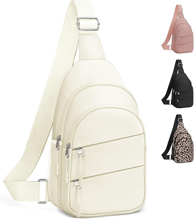 Tuwubi Crossbody Bags for Women, Sling Bag for Men, Small Hiking Backpack Anti Theft Lightweight for Outdoors Travel (L, Beige)