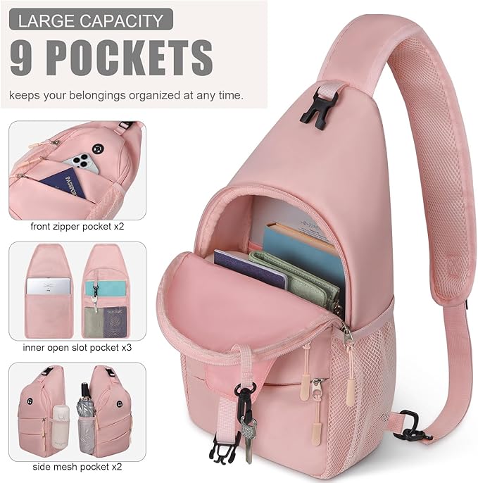 Crossbody Bags for Women Men Trendy Sling Bag Backpack Casual Chest Bag with Convertible Shoulder Strap