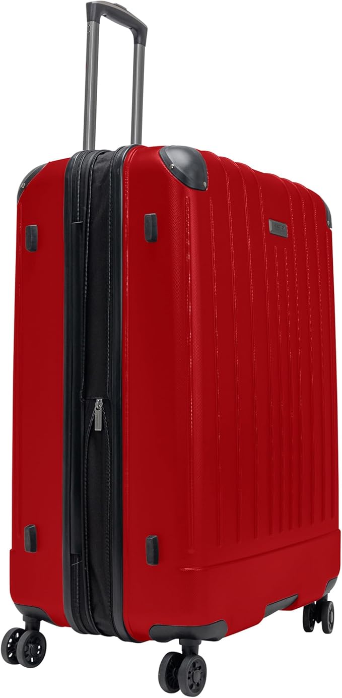 Flying Axis Collection Lightweight Hardside Expandable 8-Wheel Spinner Luggage, Cherry Red, 28-Inch Checked