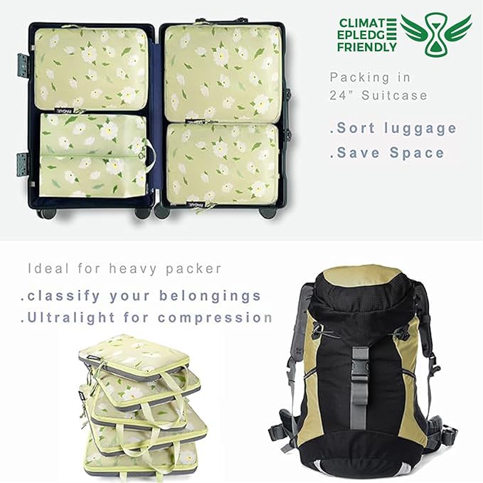 BAGAIL 6 Set Ultralight Compression Packing Cubes Packing Organizer for Travel Accessories Luggage Suitcase Backpack