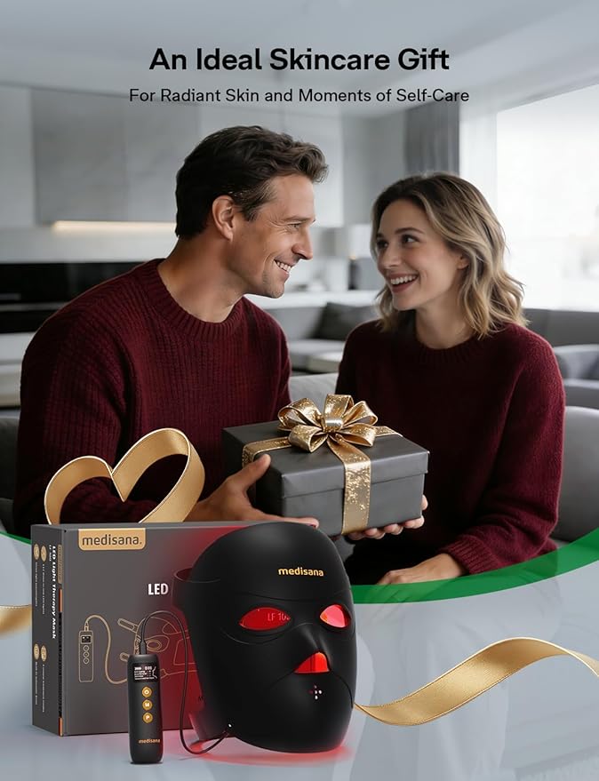 Medisana 3D Red Light Therapy Mask for Face, 336 LEDs Light Therapy Mask with 3 Modes - NIR 830nm, Red 630nm, Blue 415nm - Cordless & Rechargeable LED Face Mask for Home, Skincare Gifts for Women Mom