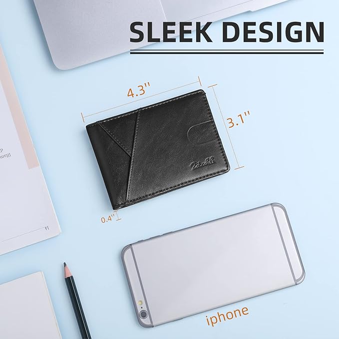 Zitahli Bifold Wallets for Men - Slim RFID Leather Credit Card Holder for 6-11 Cards, Minimalist Thin Wallet with ID Window & Cash Slot,Front Pockt Carteras Para Hombres, Birthday Gifts for Men | Slim, RFID Blocking, Premium, Front Pocket, Gift Box, Le...