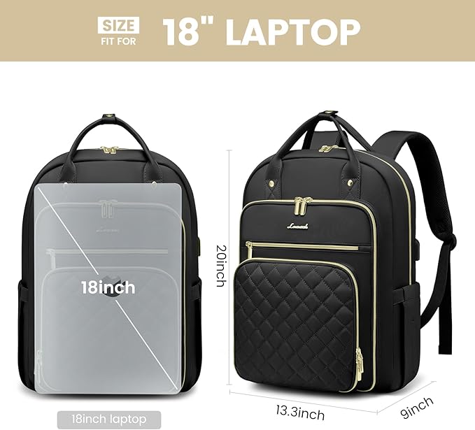 LOVEVOOK Extra Large Travel Backpack Stylish Laptop Backpack Purses for Women, Water Resistant Business Teacher Nurse College Work Computer Bag with USB Charging Port, Fits 18" Laptop