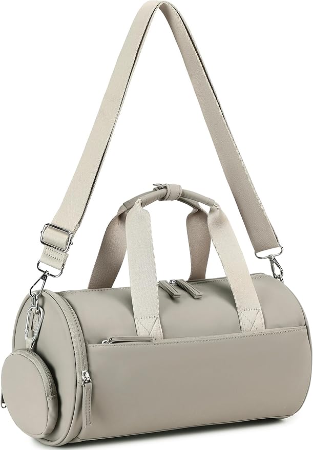 Mini Gym Bag for Women Girls Cute Small Duffle Bag 12'' with Multifunctional Pockets Workout Sport Bags Dance,Fitness,Yoga (Grey-Purple)