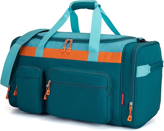 HawLander Large Kids Duffle Bag for Travel, Overnight, or Weekender, 22" inch (Teal Blue)