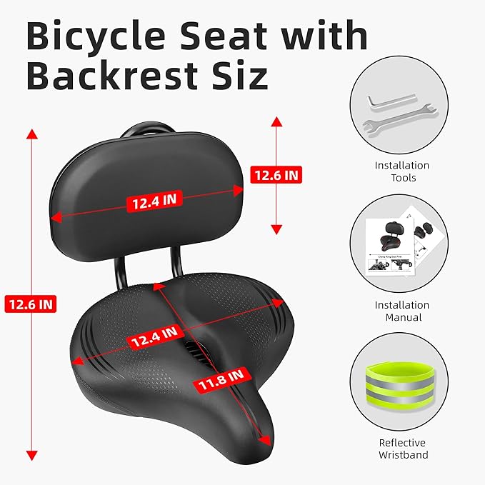 Oversized Bike Seat for Peloton Bike & Bike+, Comfort Seat Cushion Compatible with Peloton, Road or Exercise Bikes, Bicycle Wide Saddle Replacement for Men & Women, Accessories for Peloton